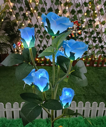 2 Pack Waterproof Solar Garden Lights with 7 Rose Flowers for Patio Yard Pathway Decor