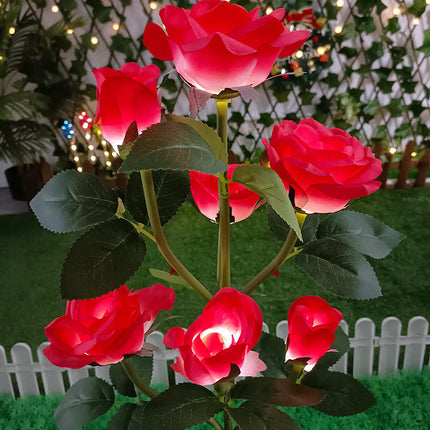 2 Pack Waterproof Solar Garden Lights with 7 Rose Flowers for Patio Yard Pathway Decor