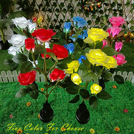 2 Pack Waterproof Solar Garden Lights with 7 Rose Flowers for Patio Yard Pathway Decor