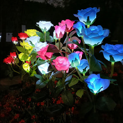 2 Pack Waterproof Solar Garden Lights with 7 Rose Flowers for Patio Yard Pathway Decor
