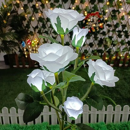 2 Pack Waterproof Solar Garden Lights with 7 Rose Flowers for Patio Yard Pathway Decor