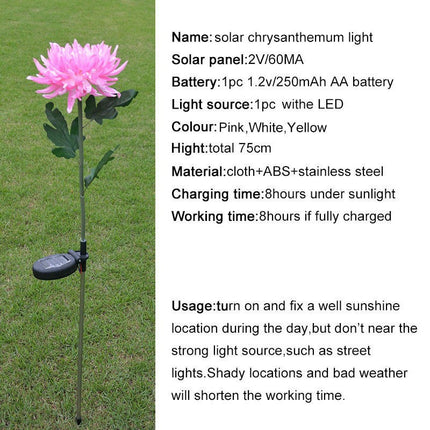 2 Pack Chrysanthemum Flower Waterproof Decorative Solar Lights for Pathway Walkway Lawn Yard