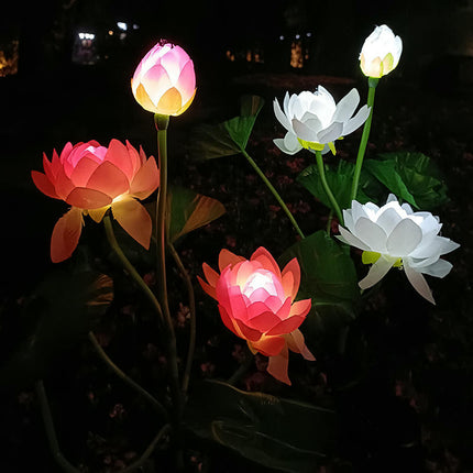 2 Pack Outdoor Waterproof Lotus Flower Solar Powered Lights for Patio Lawn Garden Yard