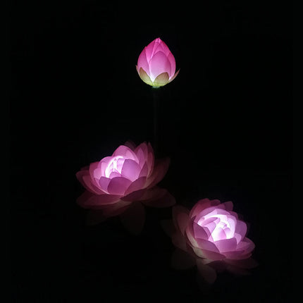2 Pack Outdoor Waterproof Lotus Flower Solar Powered Lights for Patio Lawn Garden Yard