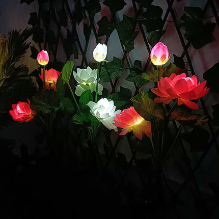 2 Pack Outdoor Waterproof Lotus Flower Solar Powered Lights for Patio Lawn Garden Yard