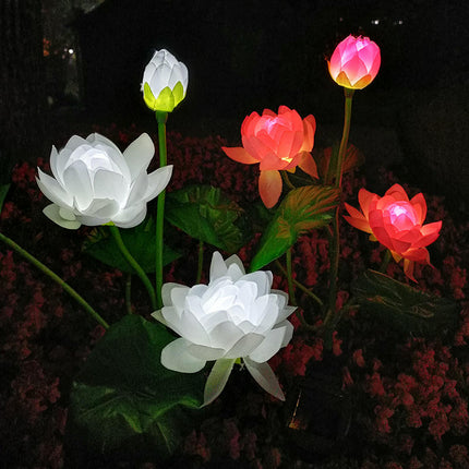 2 Pack Outdoor Waterproof Lotus Flower Solar Powered Lights for Patio Lawn Garden Yard