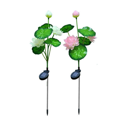 2 Pack Outdoor Waterproof Lotus Flower Solar Powered Lights for Patio Lawn Garden Yard