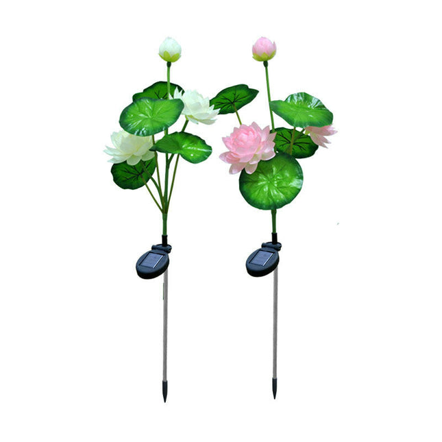 2 Pack Outdoor Waterproof Lotus Flower Solar Powered Lights for Patio Lawn Garden Yard
