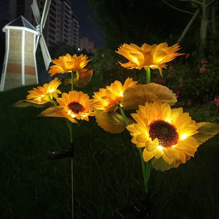 2 Pack Solar Outdoor Waterproof Sunflowers Flower Lights for Yard Lawn Patio Pathway
