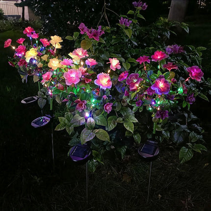 2 Pack Solar Outdoor Waterproof Azalea Flower Lights for Yard Lawn Patio Pathway
