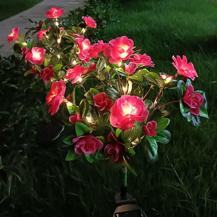 2 Pack Solar Outdoor Waterproof Azalea Flower Lights for Yard Lawn Patio Pathway