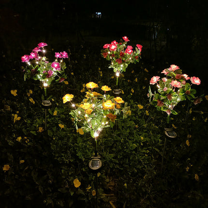 2 Pack Solar Outdoor Waterproof Azalea Flower Lights for Yard Lawn Patio Pathway