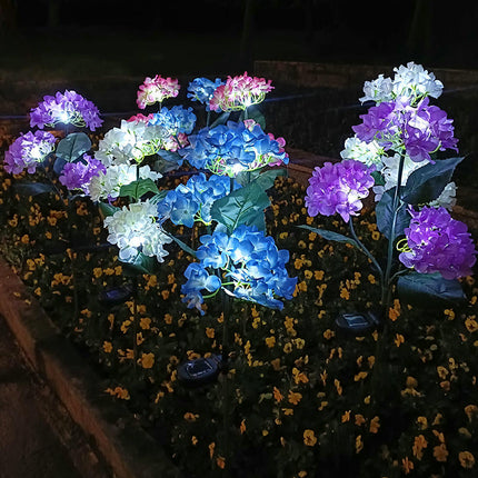 2 Pack Solar Outdoor Waterproof Hydrangea Flower Solar Lights for Garden Yard Decor