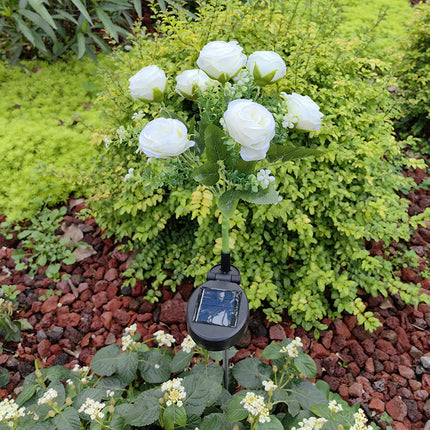 2 Pack Outdoor Waterproof Solar Garden Decorative Lights with 7 Rose Flowers for Yard Lawn Decor