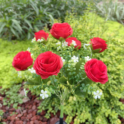 2 Pack Outdoor Waterproof Solar Garden Decorative Lights with 7 Rose Flowers for Yard Lawn Decor