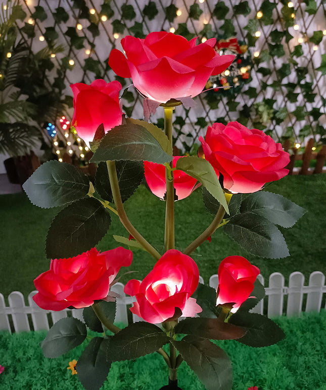 Outdoor Waterproof 2 Packs Roses Flowers Solar Decorative Stake Lights for Patio Yard Lawn Decor