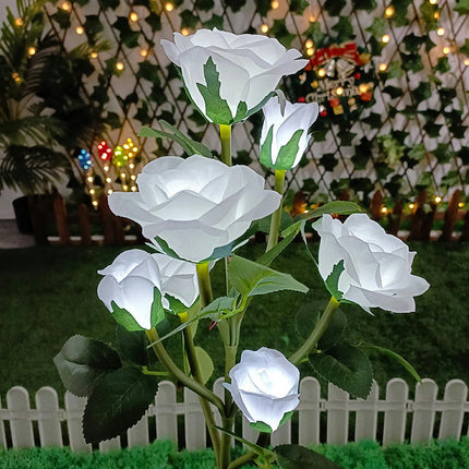 Outdoor Waterproof 2 Packs Roses Flowers Solar Decorative Stake Lights for Patio Yard Lawn Decor
