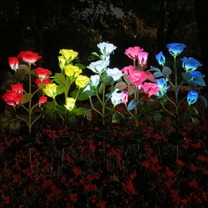 Outdoor Waterproof 2 Packs Roses Flowers Solar Decorative Stake Lights for Patio Yard Lawn Decor