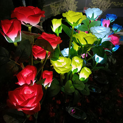 Outdoor Waterproof 2 Packs Roses Flowers Solar Decorative Stake Lights for Patio Yard Lawn Decor