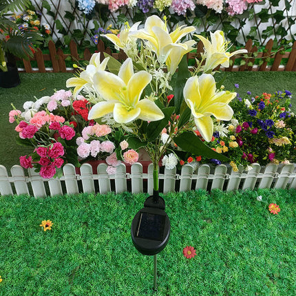2 Pack Outdoor Waterproof Lily Flowers Solar Decorative Stake Lights for Patio Yard Lawn Decor