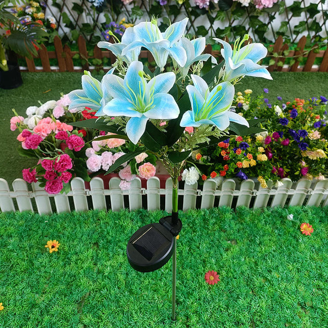 2 Pack Outdoor Waterproof Lily Flowers Solar Decorative Stake Lights for Patio Yard Lawn Decor