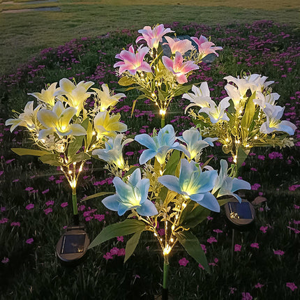 2 Pack Outdoor Waterproof Lily Flowers Solar Decorative Stake Lights for Patio Yard Lawn Decor