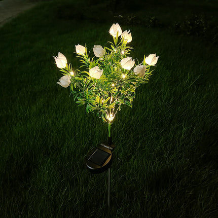 2 Pack Solar Garden Lights with Flowers Waterproof Stake Lights for Outside Yard Garden Patio Lawn