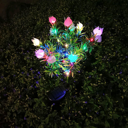 2 Pack Solar Garden Lights with Flowers Waterproof Stake Lights for Outside Yard Garden Patio Lawn