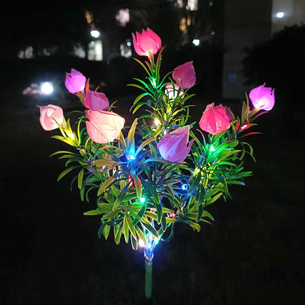 2 Pack Solar Garden Lights with Flowers Waterproof Stake Lights for Outside Yard Garden Patio Lawn