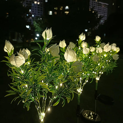2 Pack Solar Garden Lights with Flowers Waterproof Stake Lights for Outside Yard Garden Patio Lawn