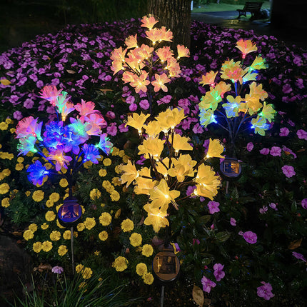 2 Pack Waterproof Outdoor Solar Garden Lights with 20 Blooming Flowers for Outside Yard Garden