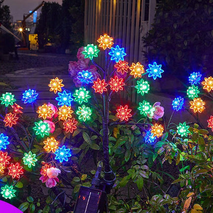 2 Packs Outdoor Flower Solar Lights LED Outdoor Garden Stake Lights for Pathway Yard Lawn Patio