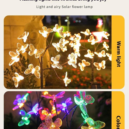 2 Pack Solar Garden Lights Solar Outdoor Butterfly Lights for Yard Patio Pathway Decoration