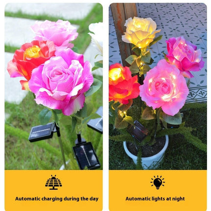 2 Pack Solar Lights Waterproof Garden Rose Flower Lights for Outside Patio Yard Decor