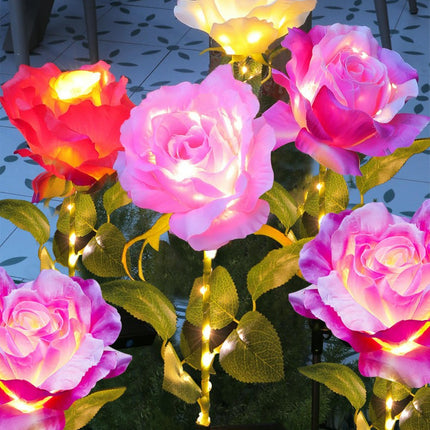 2 Pack Solar Lights Waterproof Garden Rose Flower Lights for Outside Patio Yard Decor