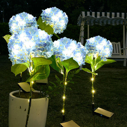 2 Pack Solar Garden Lights Outdoor Hydrangea Flower Solar Lights for Patio Lawn Yard Decor