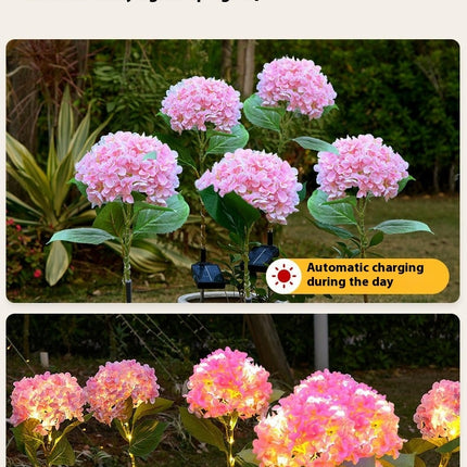 2 Pack Solar Garden Lights Outdoor Hydrangea Flower Solar Lights for Patio Lawn Yard Decor