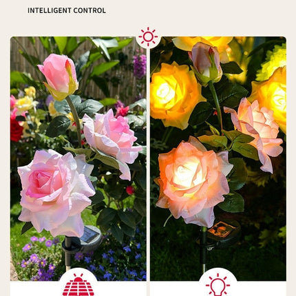 2 Pack Solar Outdoor Rose Flowers Solar Garden Lights for Patio Yard Pathway Decor