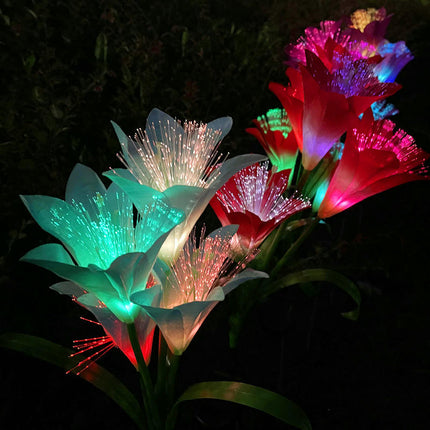 2 Pack Outdoor Waterproof Lily flower Lights Stake Garden Lights for Yard Patio Lawn Pathway