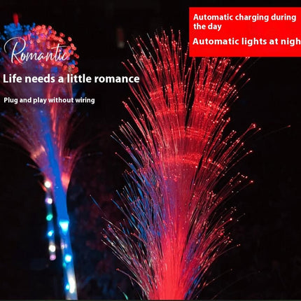 2 Pack Outdoor Waterproof Solar Reed Flower Lights for Outside Pathway Patio Yard