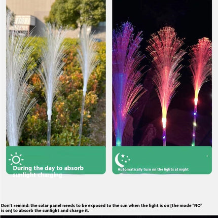 2 Pack Outdoor Waterproof Solar Reed Flower Lights for Outside Pathway Patio Yard