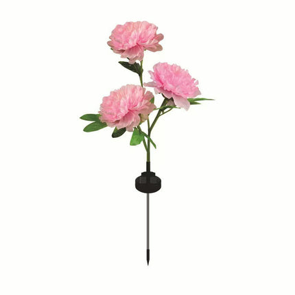 2 Pack Solar Waterproof Lights with 3 Flowers Solar Garden Lights for Outside Patio Lawn Yard Decor
