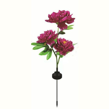 2 Pack Solar Waterproof Lights with 3 Flowers Solar Garden Lights for Outside Patio Lawn Yard Decor