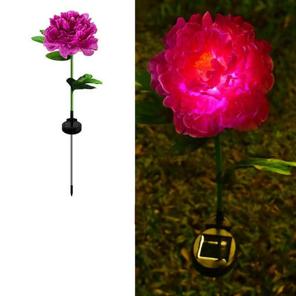 2 Pack Solar Waterproof Lights with 3 Flowers Solar Garden Lights for Outside Patio Lawn Yard Decor