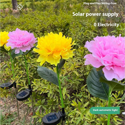 2 Pack Solar Waterproof Lights with 3 Flowers Solar Garden Lights for Outside Patio Lawn Yard Decor