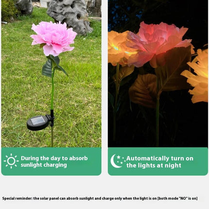 2 Pack Solar Waterproof Lights with 3 Flowers Solar Garden Lights for Outside Patio Lawn Yard Decor