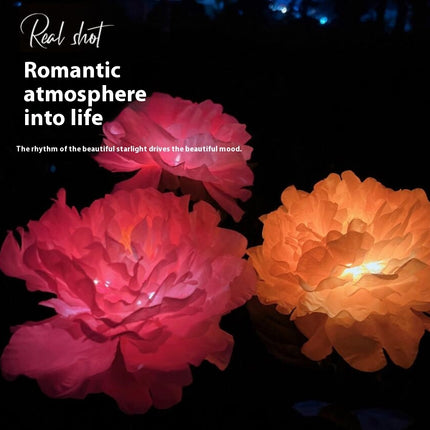 2 Pack Solar Waterproof Lights with 3 Flowers Solar Garden Lights for Outside Patio Lawn Yard Decor