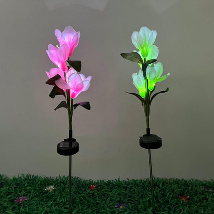 2 Pack Outdoor Waterproof Solar Flowers Garden Lights for Yard Patio Lawn Decor