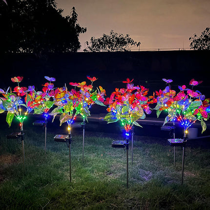 2 Pack Butterfly Solar Powered Lights Outdoor Waterproof Stake Lights for Yard Patio Lawn