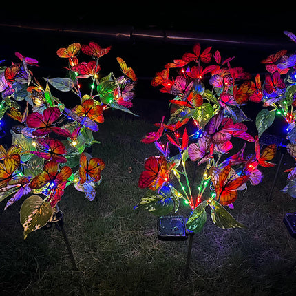 2 Pack Butterfly Solar Powered Lights Outdoor Waterproof Stake Lights for Yard Patio Lawn